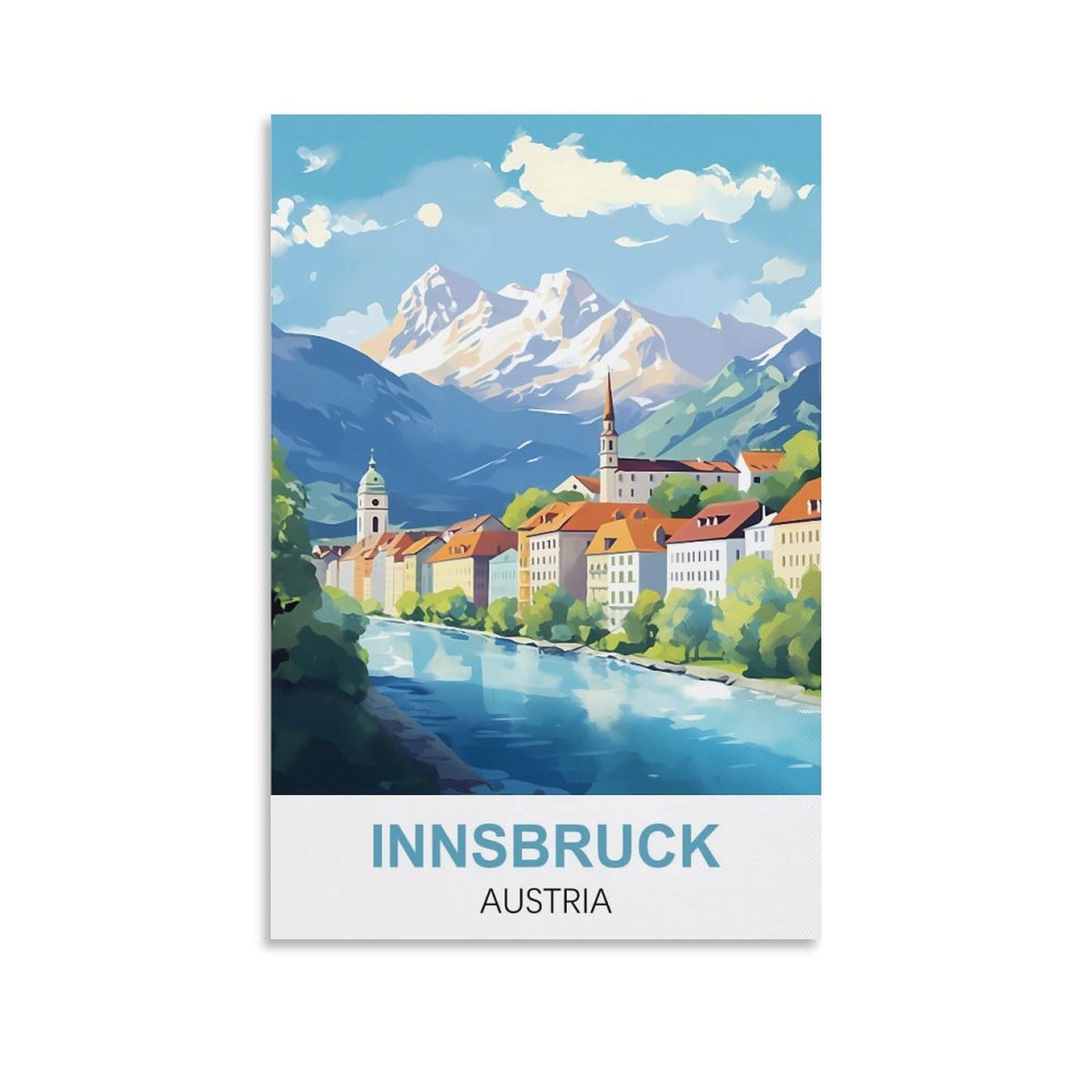 Jyicuncho Unframe-Style Innsbruck Austria Vintage Travel Posters 16X24inch(40X60cm) Canvas Prints Wall Art Paintings Pictures