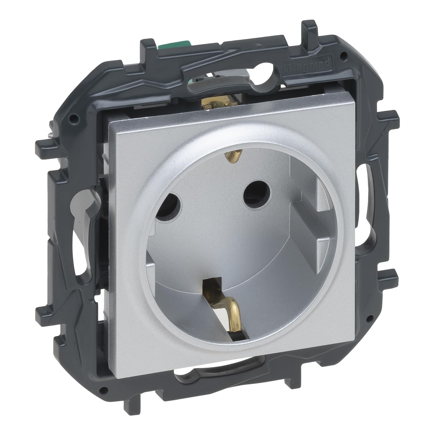 LEGRAND Enchufe 2P+​T 16A componible para instalación empotrada, Gama Niloé Step, Color Aluminio, 398251B