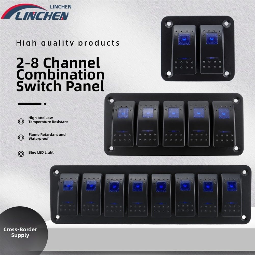 Panel Interruptor Balancero LED Azul 3 Vías 12V-24V(Eight People)