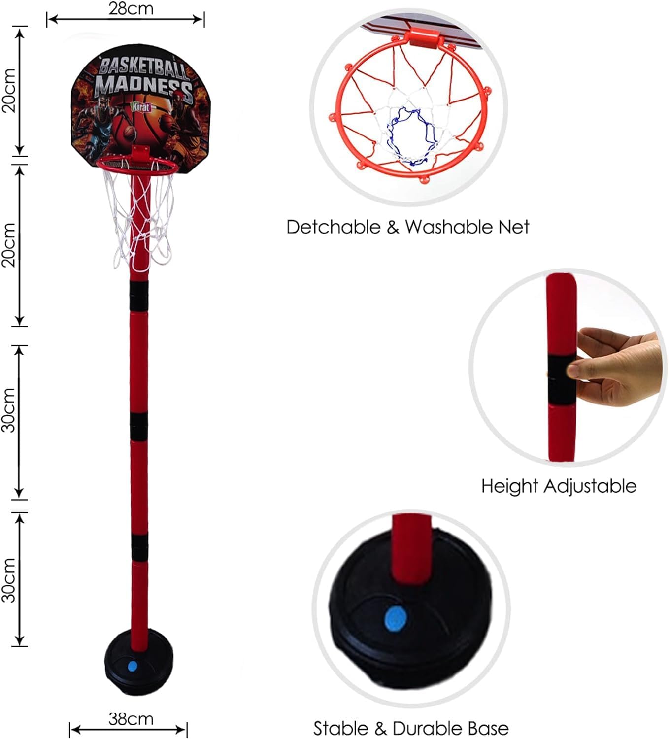 Amisha Gift Gallery Basketball for Kids 2 in1 Set with Adjustable Stand and Magnetic Dart Game Basket Ball for Indoor Outdoor use (Rubber Basketball & 3 Darts Included in The Box) - Image 3 thumbnail