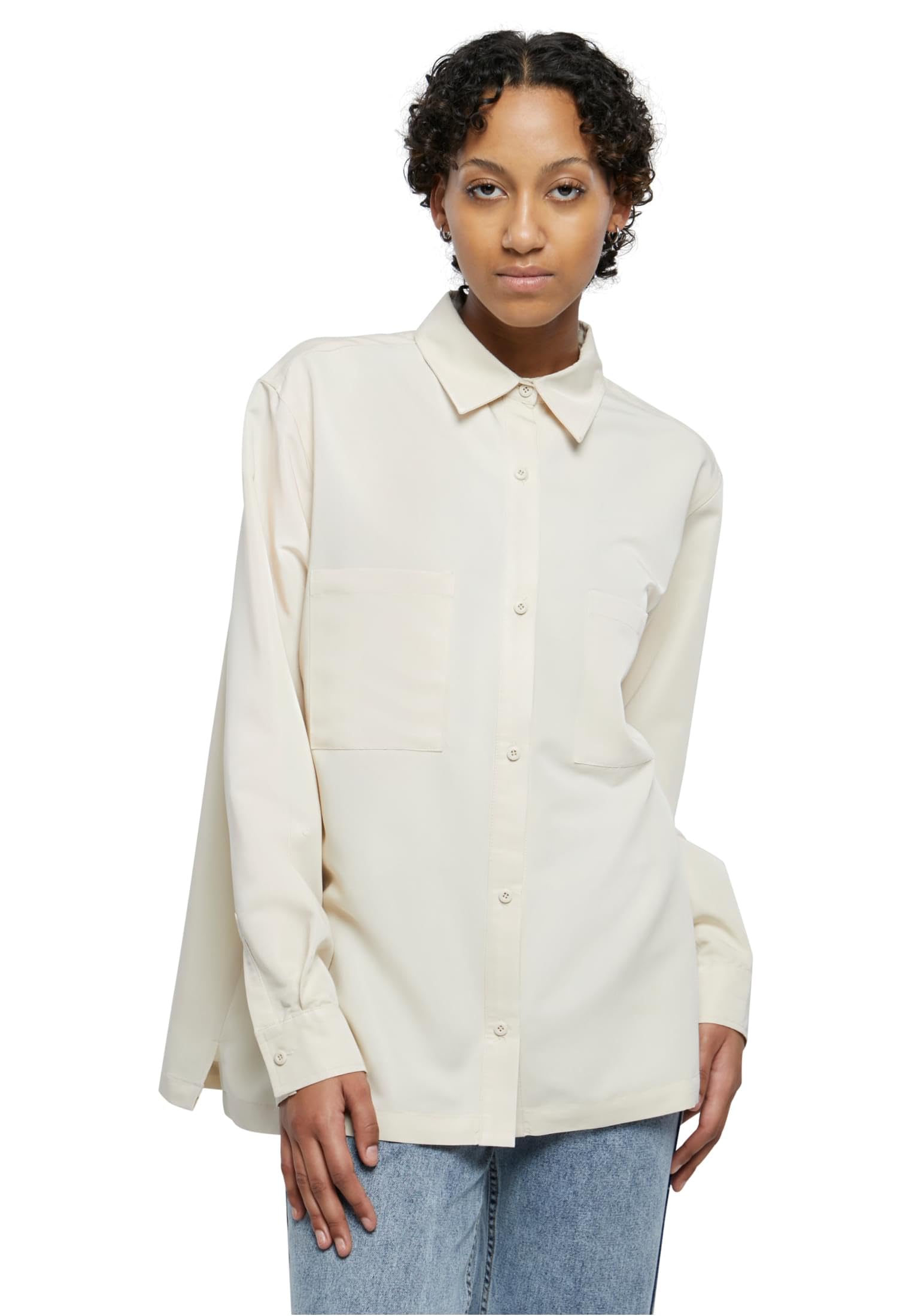 Urban Classics Women's Ladies Oversized Twill Shirt Shirt, Sand,