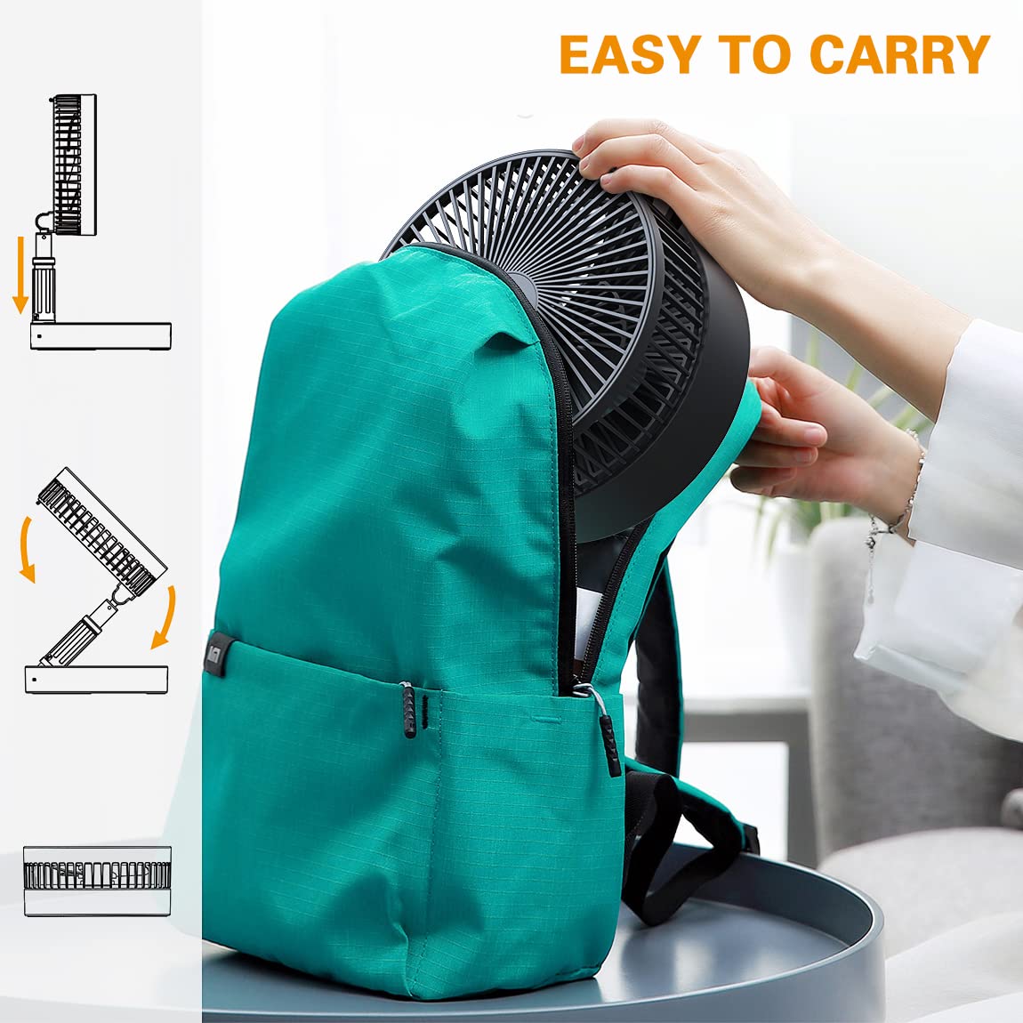 8" Portable Rechargeable Fan, 10000mAh Battery Operated Oscillating Fan