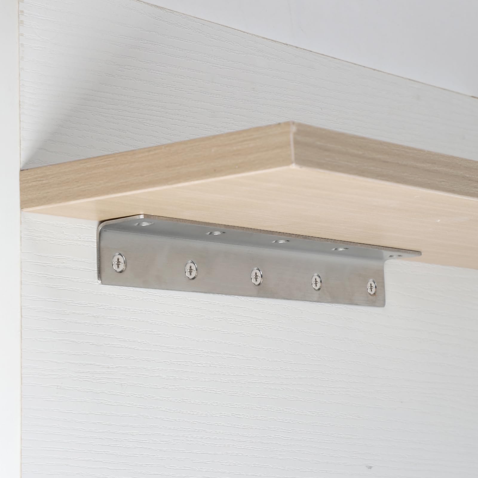 8 Piezas Conector Angular en L, Soporte de Esquina 90 Grados de Acero Inoxidable Plata 225 x 27 x 27MM para Reforzamientos, Reparaciones, Mobiliario