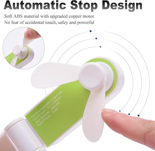 Miniatura 6 de Ventilador de mano personal, mini ventilador de bolsillo portátil, pequeño y ligero recargable por USB para deportes en casa, viajes al aire libre,