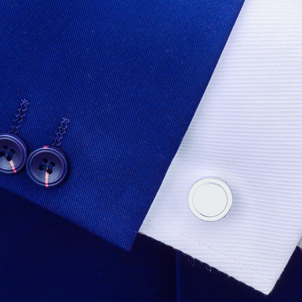 Gemelos Redondos para Camisa Francesa de Boda para Hombre, Estilo Boutique, con diseño de Clavos moleteados (Gris, como se Muestra)