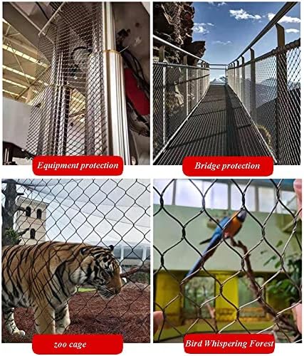 Durable Flexible Stainless Steel Rope Mesh - Versatile Wire Cable Net for Garden Fencing, Animal Cages, and High-Altitude Fall Protection (Silver, 1x3m)