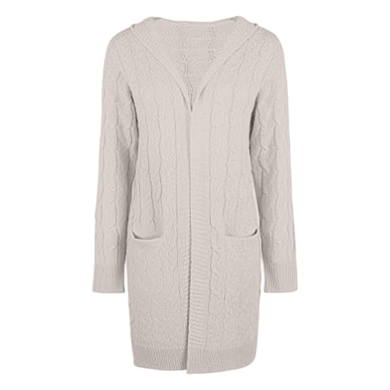 Strickjacke Damen Grobstrick Strickjacke vorne offen langärmelig mit Taschen warm vielseitiger Cardigan Strickpullover Übergangsjacke für Winter und Herbst