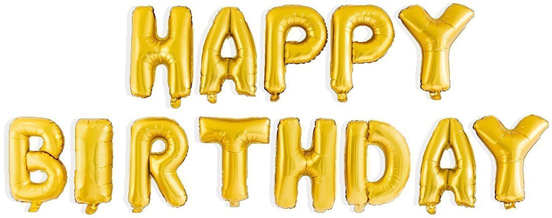 Theme My Party Happy Birthday Foil, Two Gold Star Foil & Gold White Latex Balloons for Birthday Decoration - Image 3 thumbnail