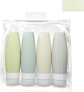 THEENOBES Travel Bottles，3oz 4PCS Silicone Travel Bottles Set for Toiletries Leak Proof Refillable Squeezable Containers for Shampoo Conditioner Lotion Liquids with Clear Bag Tags