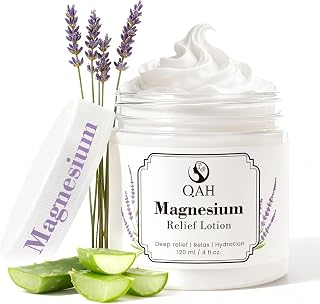 Magnesium Cream for Muscle & Nerve Relief, Sleep Massage Lotion with Lavender Oil & Aloe Vera | Fast Absorbing, Non-Greasy | Suitable for All Skin Types, 4 fl.oz.
