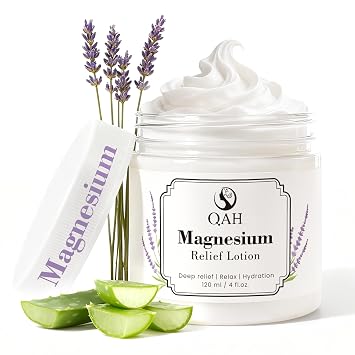 Magnesium Cream for Muscle & Nerve Relief, Sleep Massage Lotion with Lavender Oil & Aloe Vera | Fast Absorbing, Non-Greasy | Suitable for All Skin Types, 4 fl.oz.