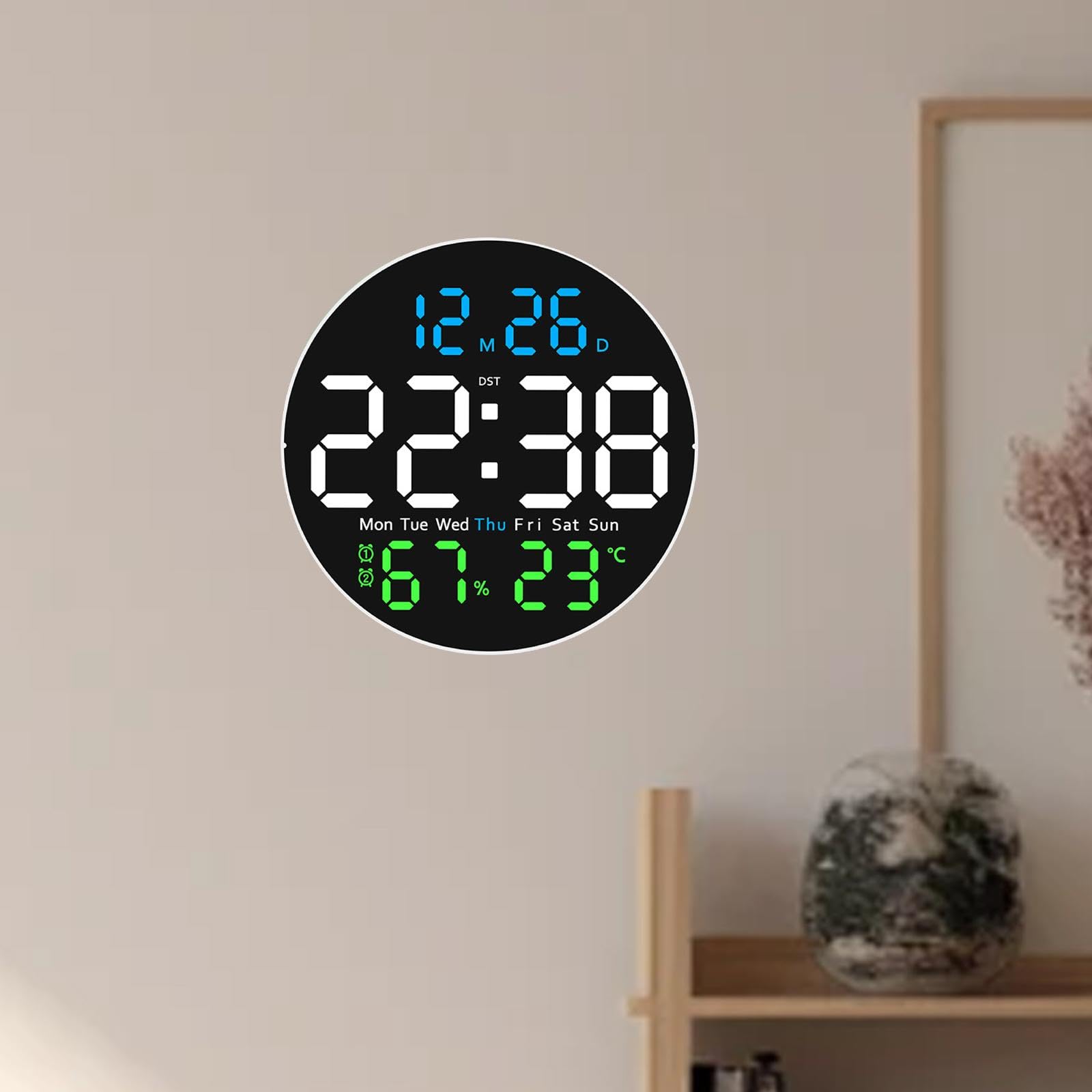Orologio Digitale a LED con Illuminazione Notturna 12/24 Ore Data Allerte per La Casa per La Casa, 3 Colori