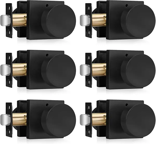 Haidms Matte Black Door Knobs Interior Privacy, Heavy Duty Square Black Interior Door Knobs for Bedroom, Zinc Alloy Privacy Door Knob Bathroom (6 Pack)