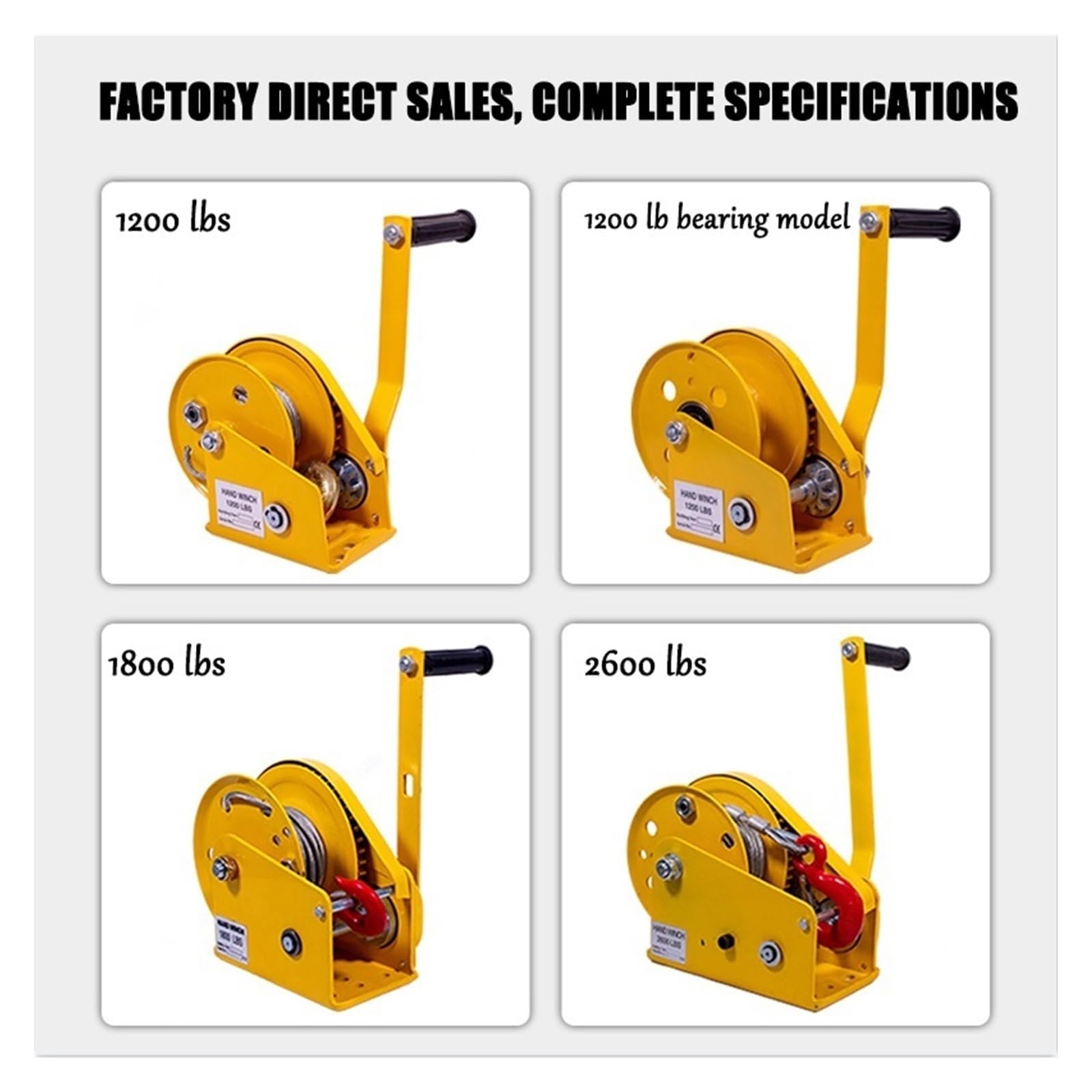 Paranco Elettrico, Dispositivo autobloccante a due vie, piccolo verricello manuale Mini a fune con gancio Freno automatico Strumenti di sollevamento manuali for gru 2600 LBS(2600LBS)