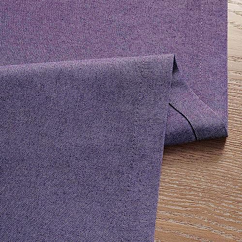 Image of ZeeMart Basic Linen Style Table Runner, 14 x 60 Inch Dark Purple Chambray, Rustic Farmhouse Purple Table Runners 60 Inches Long, Everyday Polyester Table Runner - Machine Washable & Easy Care