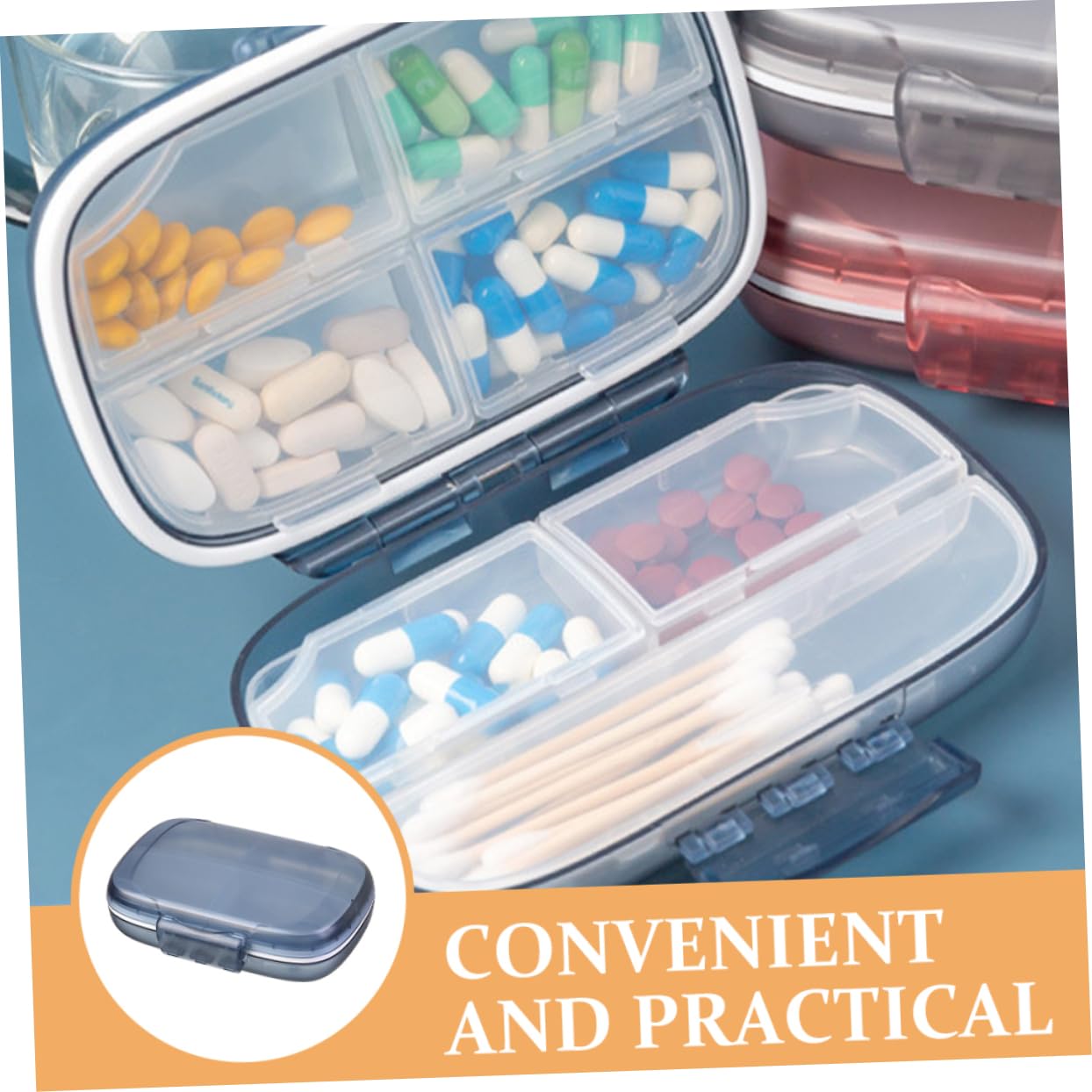 FRCOLOR Portapillole Da Viaggio Compatto Da 4 Pezzi Organizer Da Viaggio Per Medicinali Custodia Giornaliera