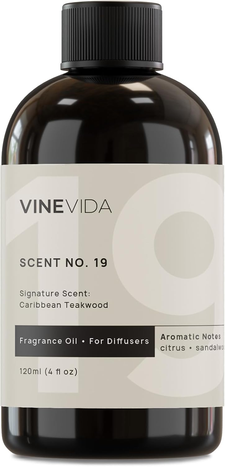 VINEVIDA [4 Fl Oz] Caribbean Teakwood Diffuser Oil – Hotel Collection Diffuser Oil, Hotel Scent Diffuser – Fragrance Oil for Cold Air Diffuser – Hotel Oil Scents – Hotel Scent Home
