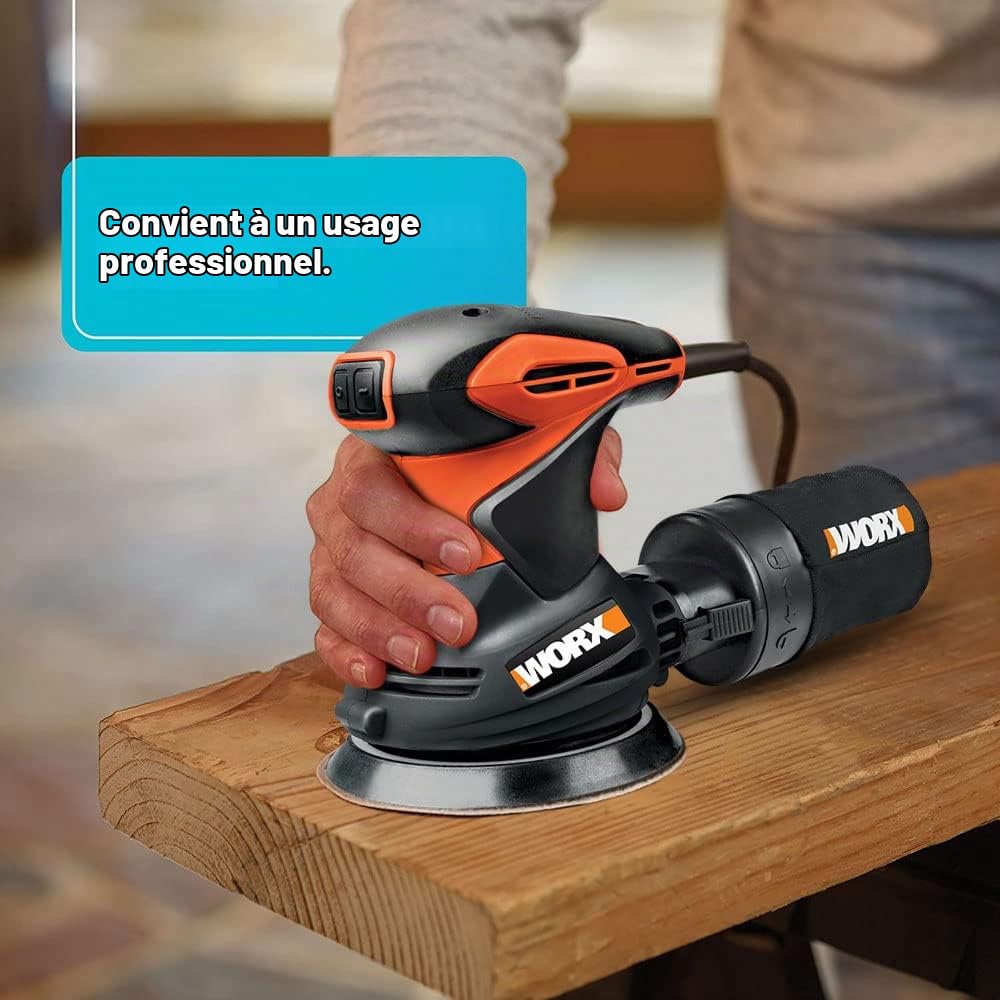 WORX Ponceuse orbitale 300W WX652.1 Ø125 mm