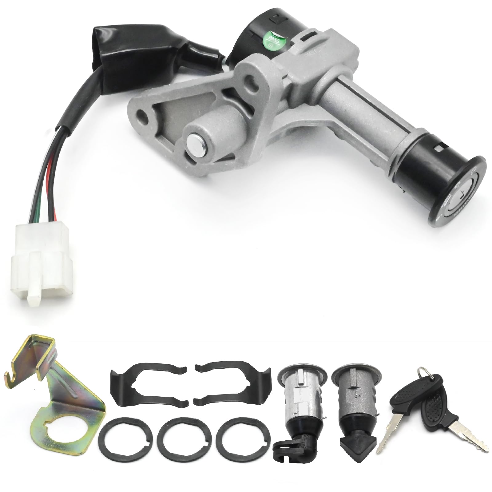 Photo 1 of Newnessai 4 Wire Ignition Switch Lock Cylinder with Keys, Ignition Starter Switch Replacement for Most GY6 150cc Chinese Scooters Mopeds