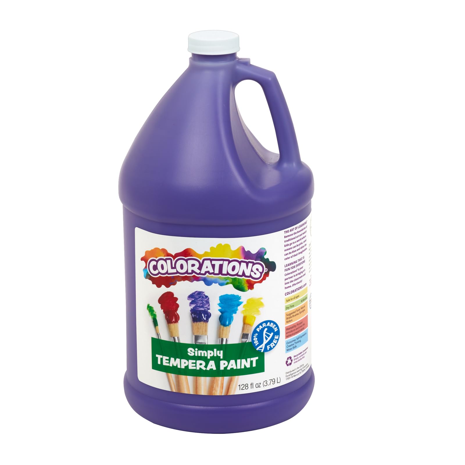 Colorations Paraben-Free Tempera Paint for Kids - 1 Gallon, Vibrant Violet. Non-Toxic and Made in the USA, Classroom Must Haves, Bulk Arts and Crafts Supplies