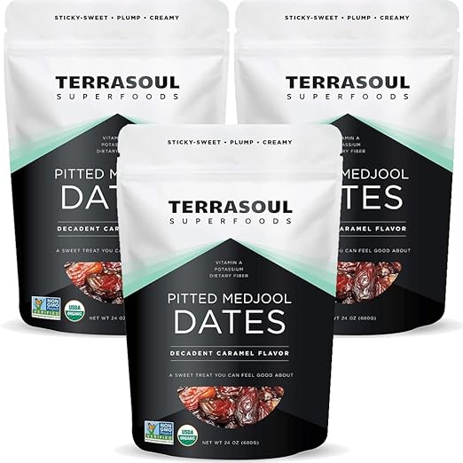 Terrasoul Superfoods Organic Pitted Medjool Dates, 4.5 Lbs (Pack of 3) - Pits Removed | Soft Chewy Texture | Sweet Caramel Taste