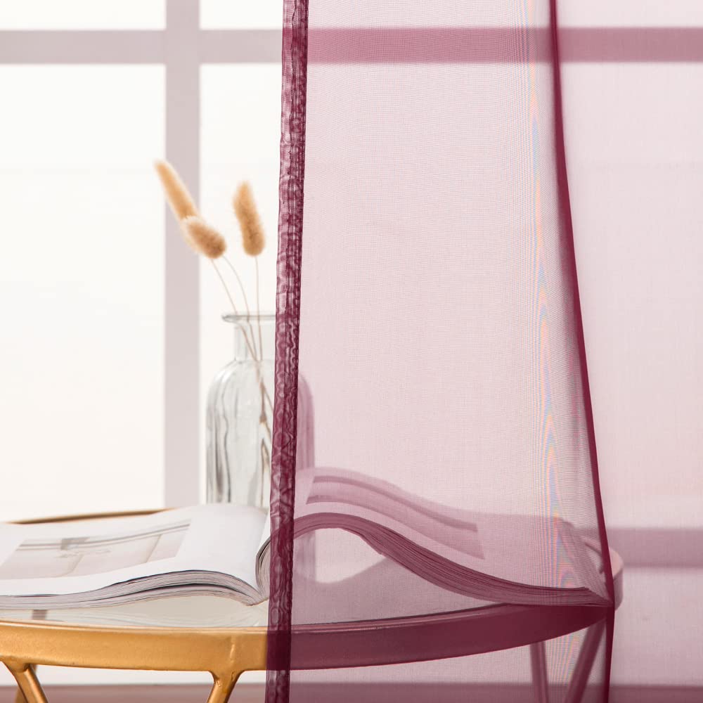 MIULEE Tende Trasparenti Con Passanti Morbidi Finestre per Salotto Eleganti Soggiorno per Camera da Letto e Tende Cameretta Bambini 2 Pannelli 140x215cm Rosso