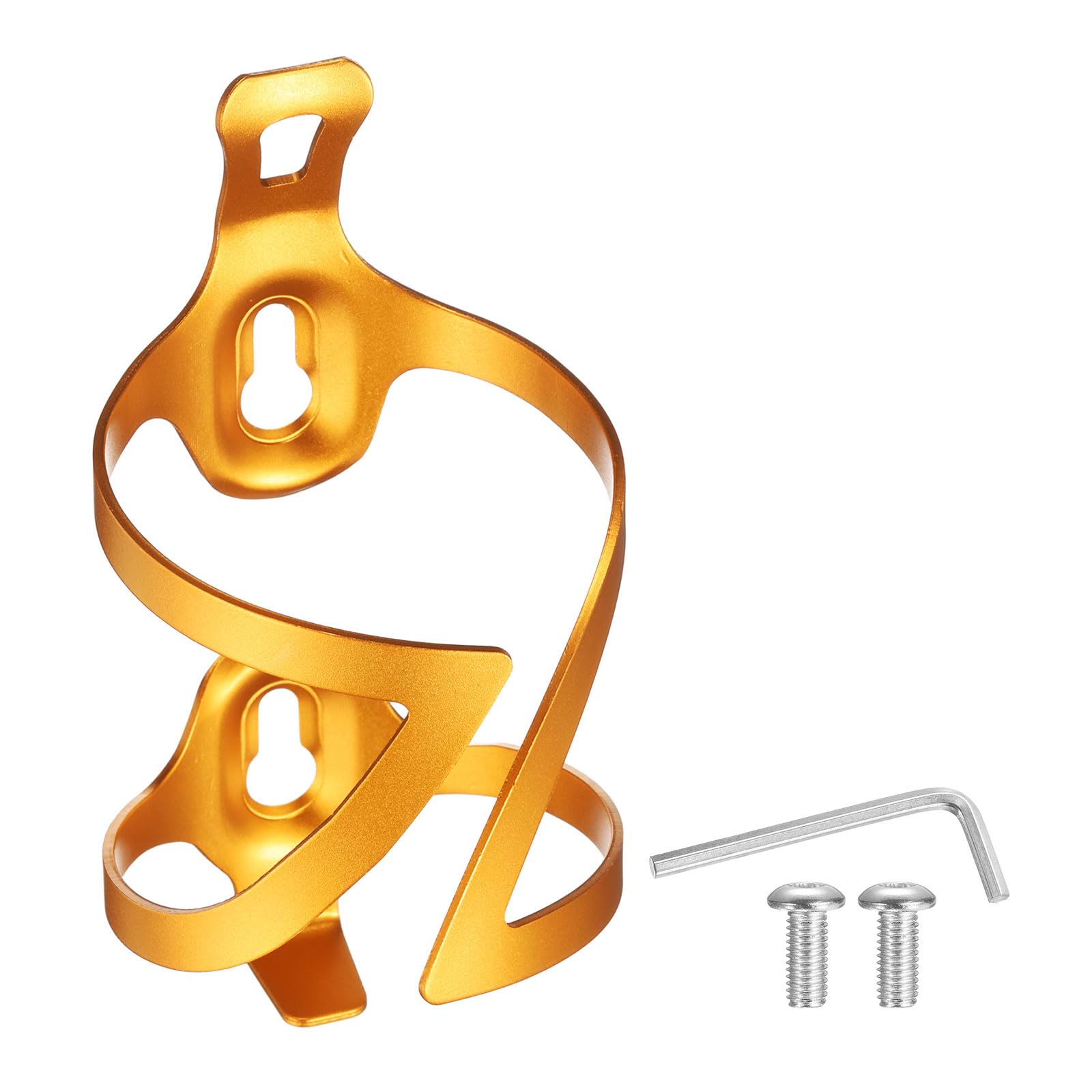 sourcing map Bike Water Bottle Holder Lightweight Alloy Bicycle Bottle Cages Cycling Cup Holder with Screws for MTB Mountain Road Gravel, Gold