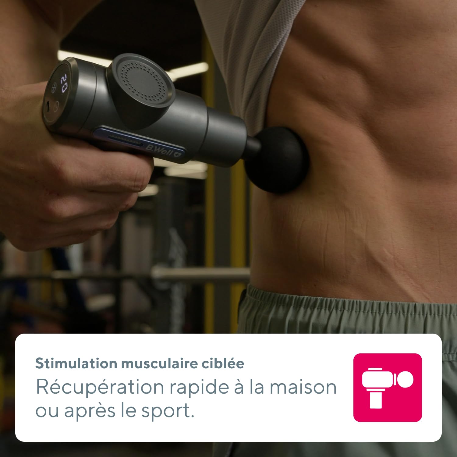 B.Well Swiss MED-450 Nouvelle Génération – Pistolet de Massage Musculaire à Percussion, Massage Profond, 33 Vitesses, 4 Embouts, Récupération Sportive, Batterie 2 500 mAh