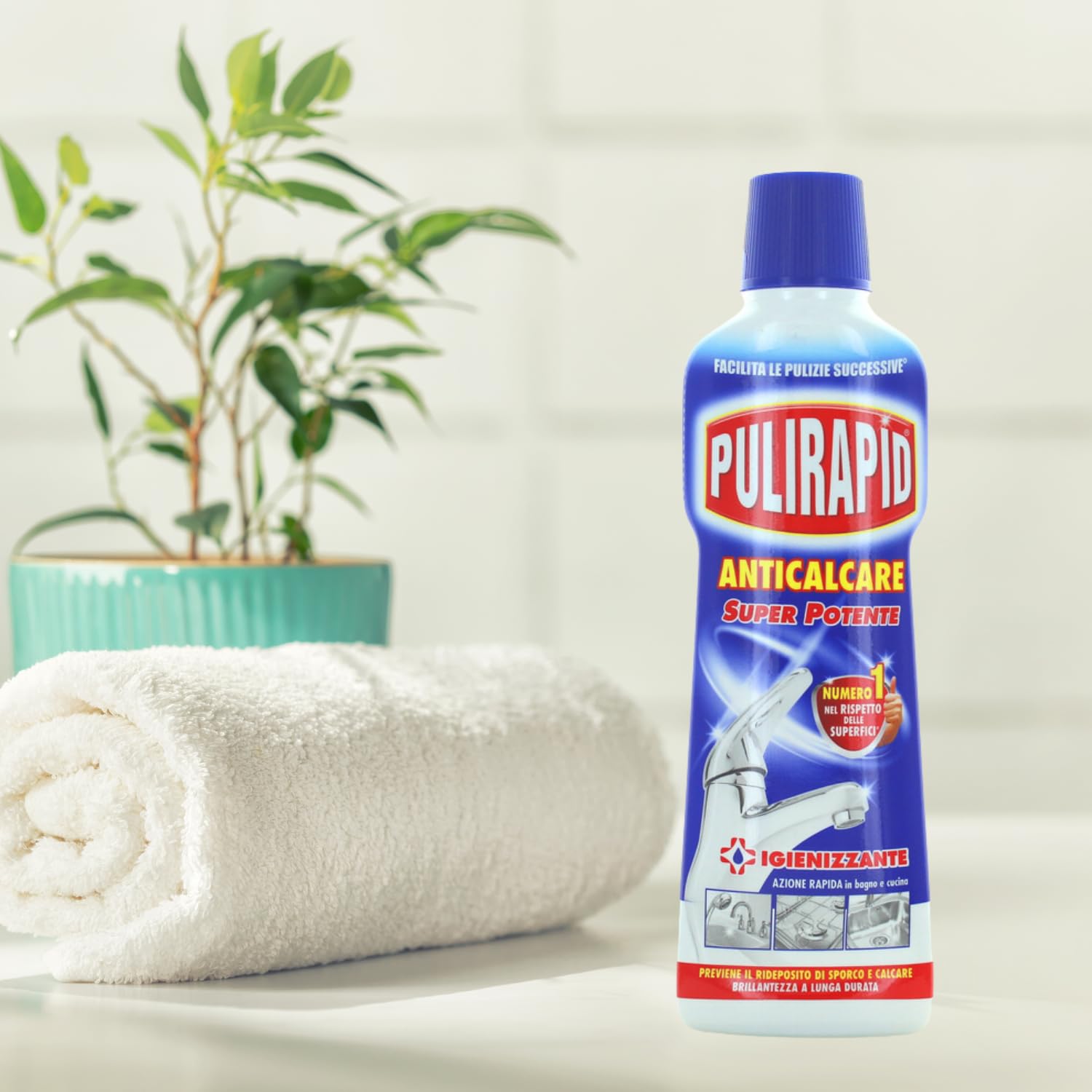 Detergente anticalcare igienizzante per bagno e cucina – formula concentrata – 750ml kit con Spugna Brandizzata SPESA & RISPARMIO Inclusa – Variazioni 4/8/12 Pezzi (4)