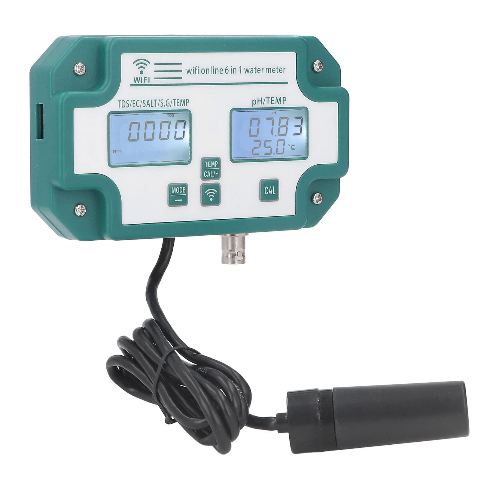 Moniteur PH Et Sel 8 En 1 WiFi Pour Aquarium/hydroponie - Mesure PH, TDS, EC, ORP, Humidité, Température - Sonde Incluse