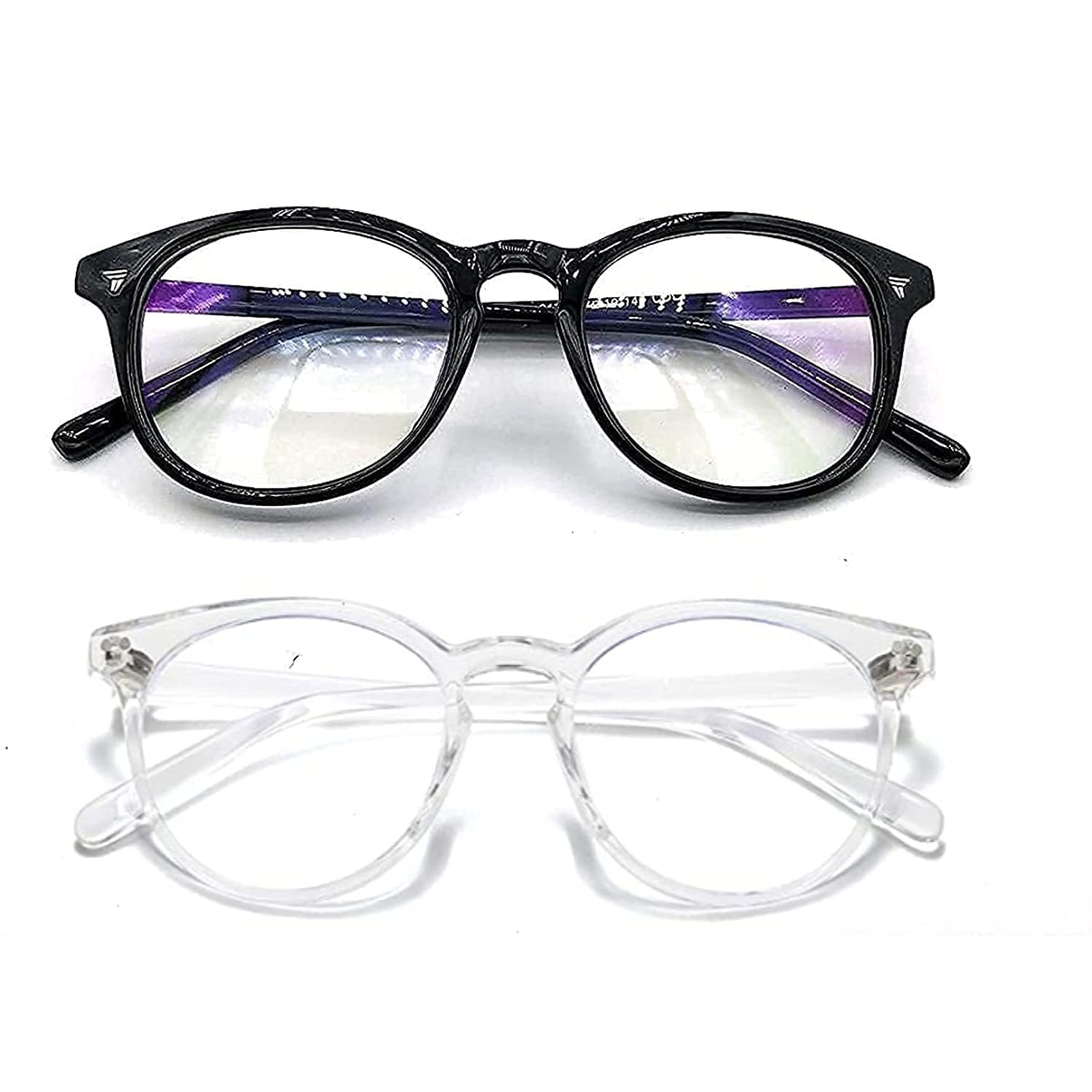 Unisex Blue Cut Anti Glare Round Glasses Combo Pack Of 02 for Eye Protection from UV by Computer Tablet Laptop Mobile (With Testing kit and Lens Cleaner)-image-20