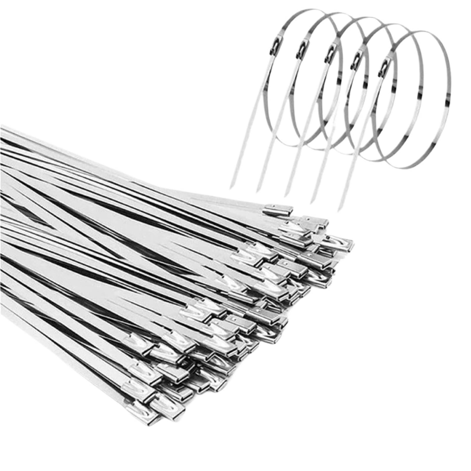 300 fascette fermacavi da 4,6 mm, in acciaio inossidabile 304, multifunzione, autobloccanti, per interni ed esterni (4,6 x 200 mm)