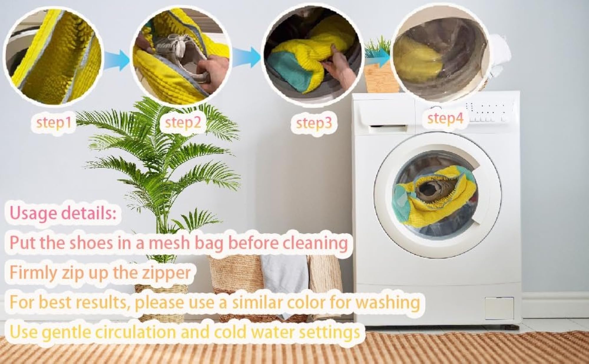Shoe Washing Machine Laundry Bag, Hidden Zipper Side Opening