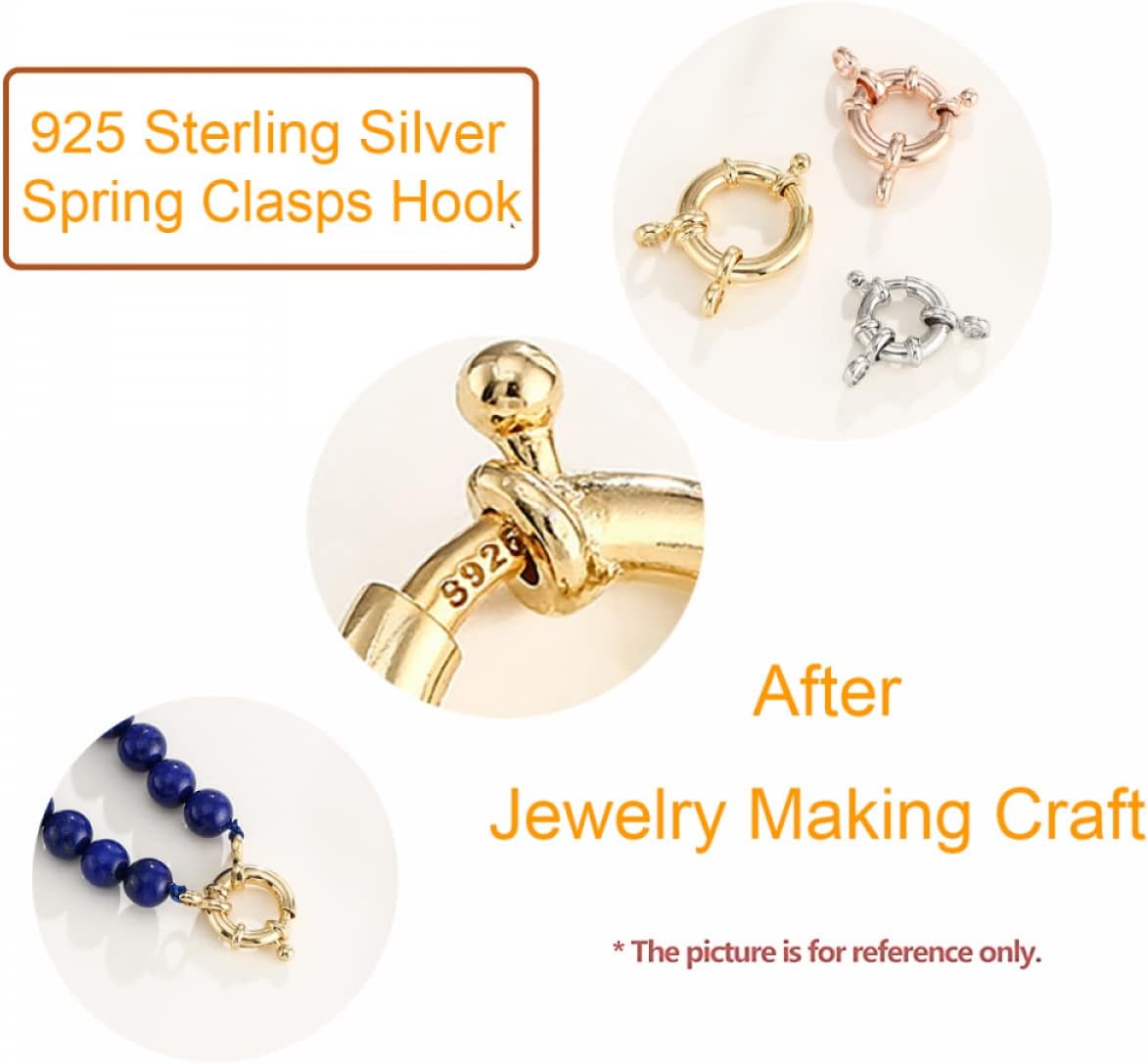 925 Sterling Silver 15mm Spring Ring Clasps Round Close Ring Clasp Findings for Necklace Bracelet Jewelry Making - Image 6