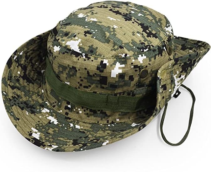 Camouflage Summer Outdoor Boonie Hunting Fishing Safari Bucket Sun Hat with Adjustable Strap (Jungle Camo Camo)