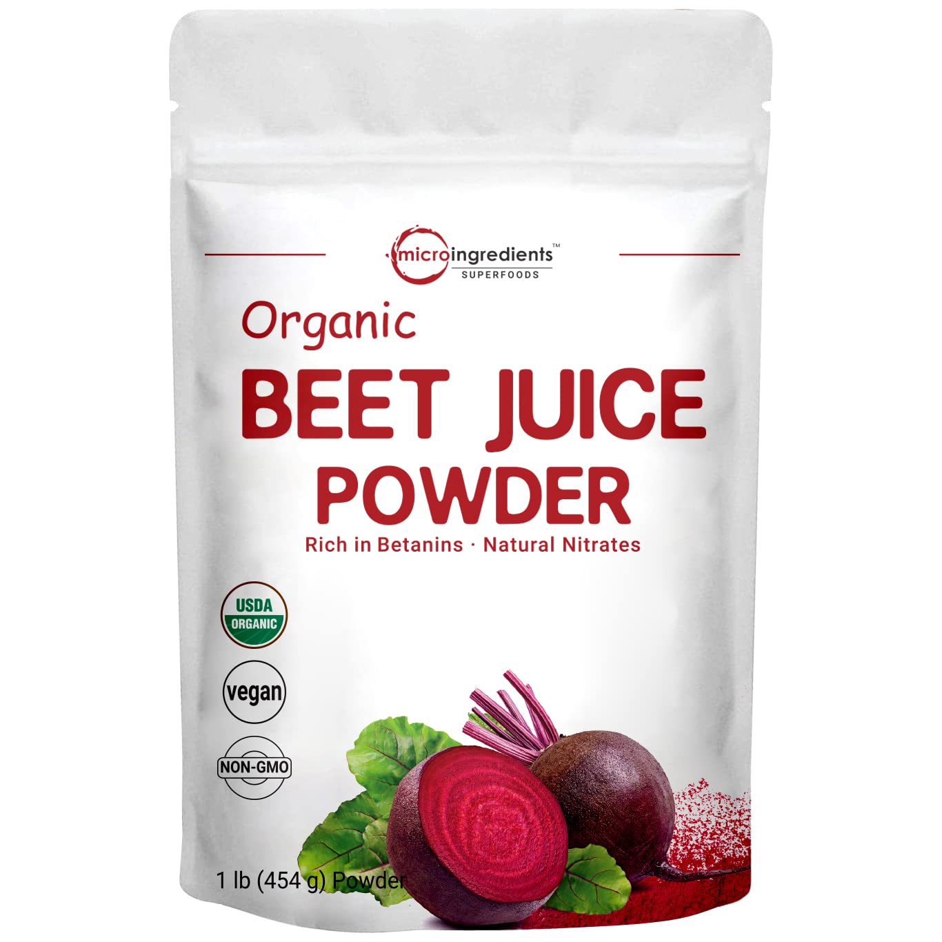 Organic Beet Root Juice Powder, 1 Pound, Cold Pressed and Water Soluble