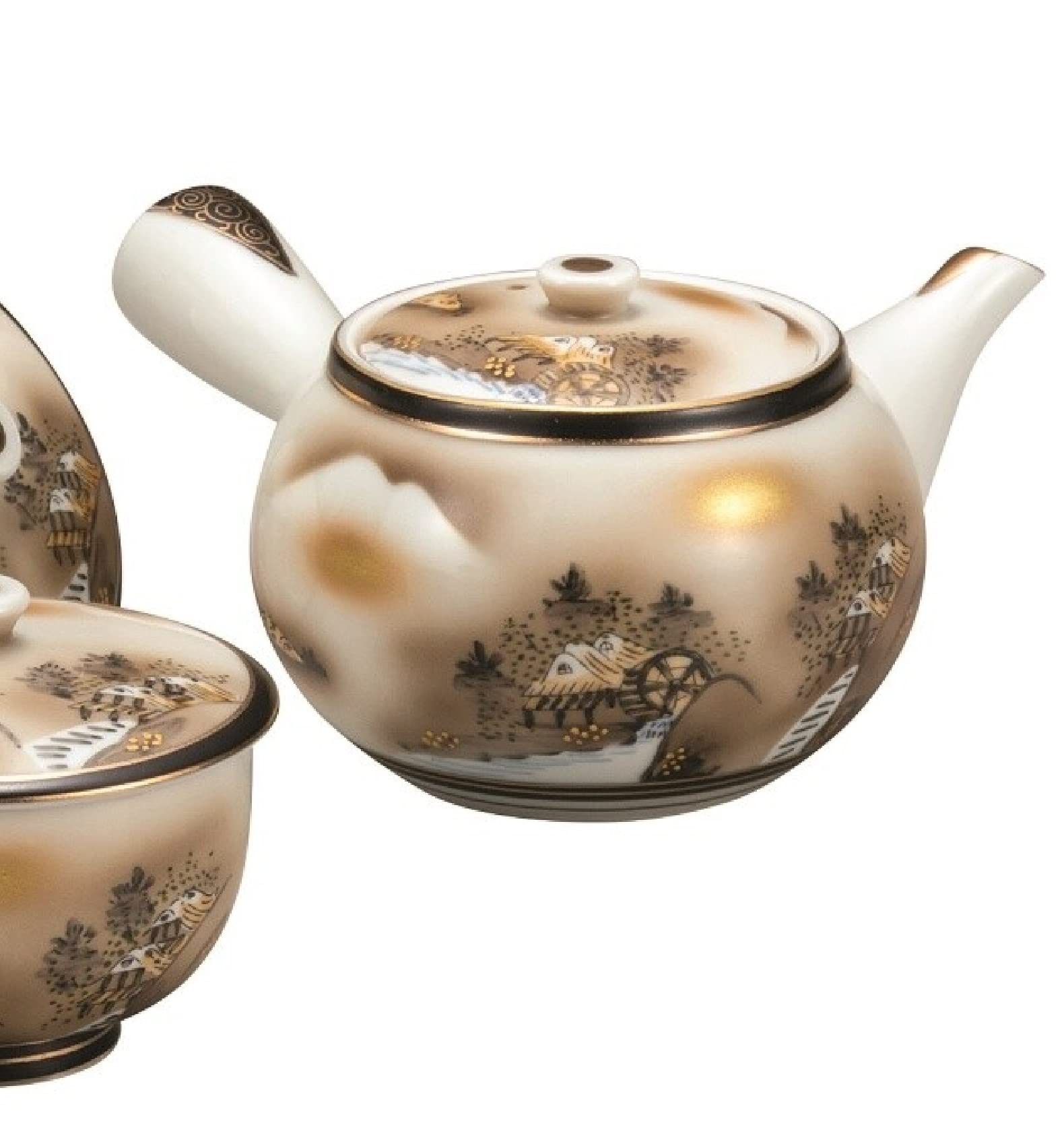 Amazon.co.jp: 九谷焼 蓋付 茶器セット 墨山水(急須,湯のみ5客 