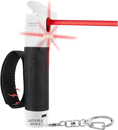 Miniatura 1 de PAPASAFETY Juego de llaveros de autodefensa de gas pimienta y alarma para mujer, gel de pulverización máximo y sirena de 130 dB y luces