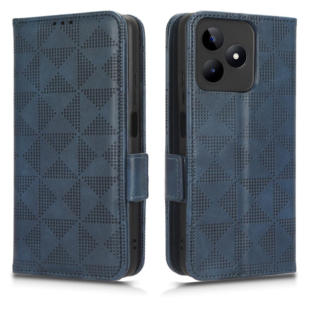GOKEN Cover per Realme C51 / Realme C53, Custodia Folio in Pelle Flip Wallet Libro Case con Portafoglio, Premium PU/TPU Magnetica Cover con Supporto di Stand/Carte Slot Blu