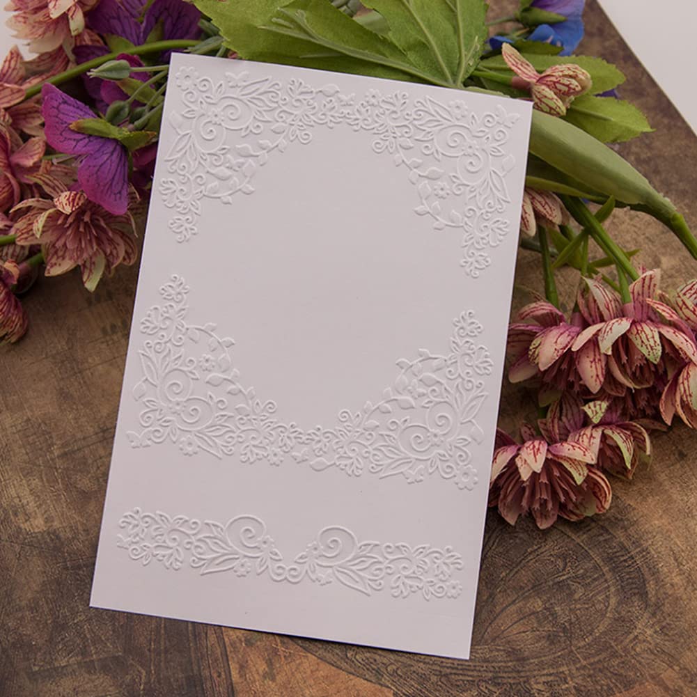 Plastic Embossing Folder (4-1/8''x5-13/16''|Vine Frame Pattern) Paper Crafts Plastic Textured Impressions for Card Making Scrapbooking