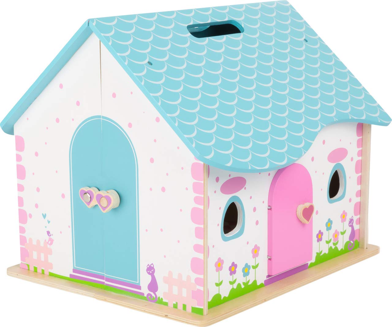 small foot Puppenhaus zum Aufklappen, Rollenspiel für Kinder, aus Holz, inkl. 2 Biegepuppen, ab 3 Jahren. Art-Nr. 10737