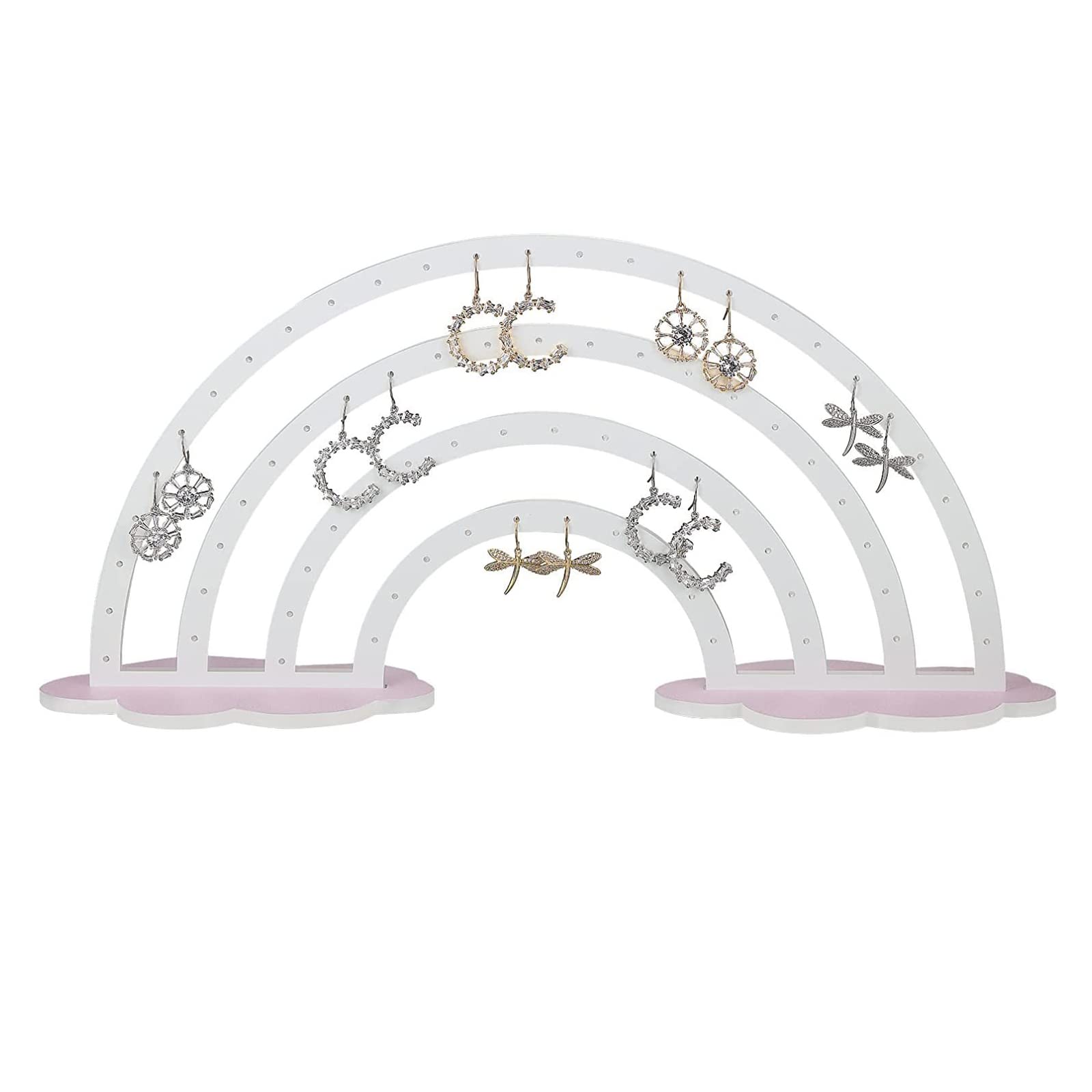 carotoe Rainbow Cloud Acrylic Jewelry Stand Multipurpose Ear Studs Show Shelf Supplies for Children Girl Boys Necklace Organizer Rainbow Jewelry Stand
