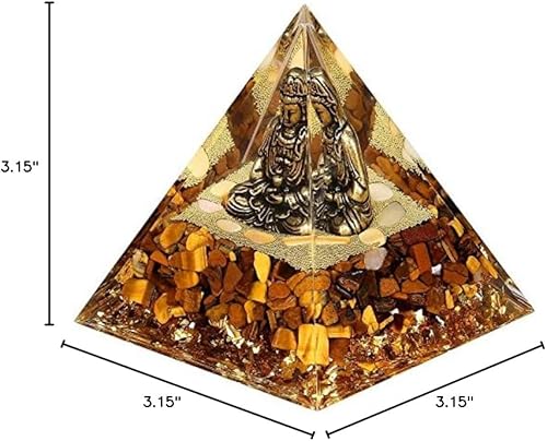 Miniatura 10 de Guan Yin en pirámide de orgón de cristal, Quan Yin, Kwan Yin, Kuan Yin, Estatua de Buda de Kuan Yin, pirámide de chakras de cristal de orgonita