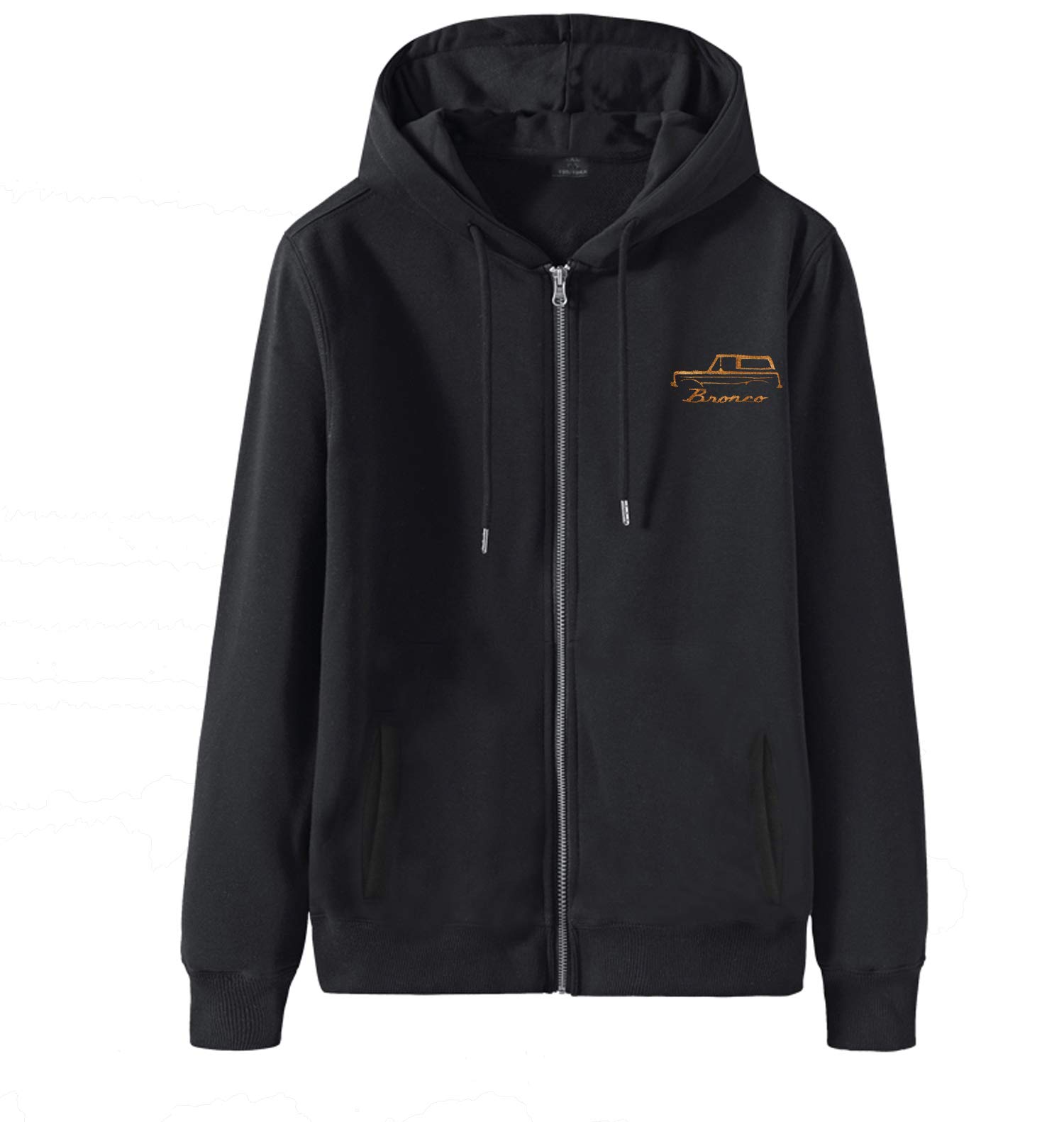 Hoodies for Men with Zipper Custom 1966-77 Ford Bronco Thermal Lined Front Sweatshirt