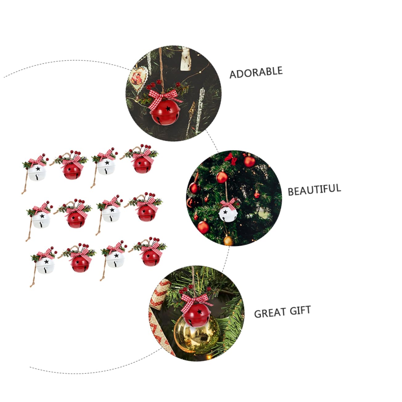 FUNOMOCYA 12pcs Christmas Bell Pendants Iron Golden Bells Decor for Tree Wreaths Crafts Shiny Holiday Ornaments to Festive Atmosphere for Parties Home Decoration