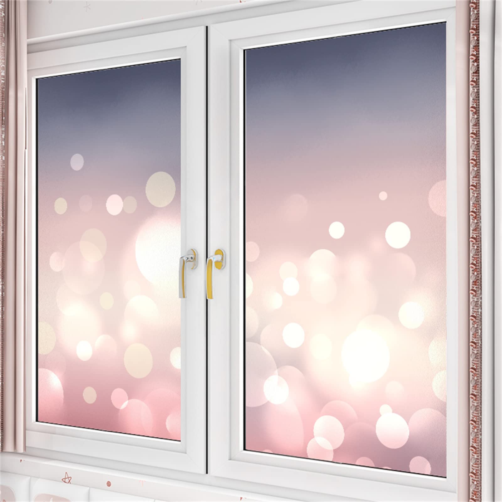Pellicola per vetri oscurante,Pellicola privacy finestre,anti-peeping,Autoadesive,Anti-UV,sogno rosa ,Ideale per Ufficio Camera da Letto Sala(90cmx200cm)