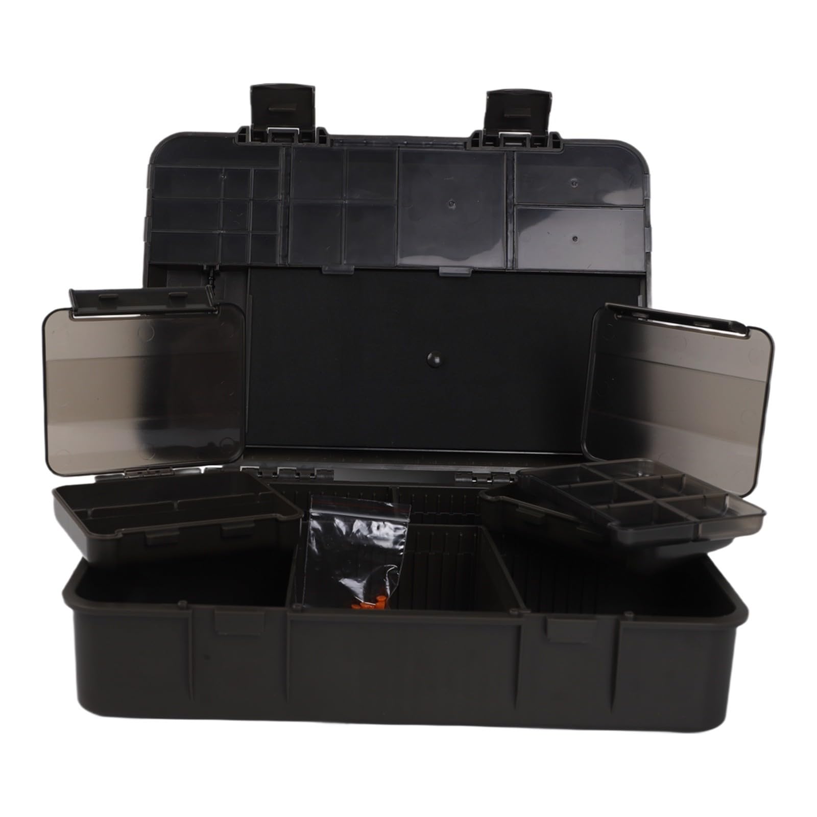Juego de cajas de almacenamiento de pesca de carpas con báscula, 2 + 1 cajas de aparejos, múltiples compartimentos para anzuelos de aparejos, piezas pequeñas, estuche organizador de ABS verde