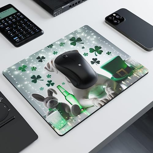 Miniatura 2 de DistinctInk Mouse Pad - 14" Foam Rubber - Dogo Argentino St. Patrick's Day