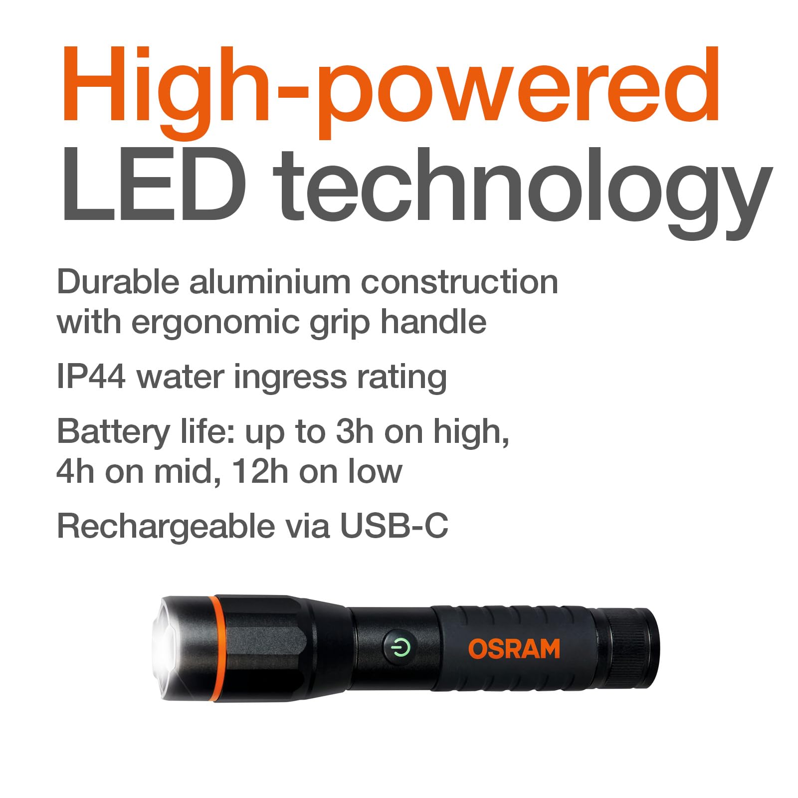 OSRAM LEDinspect PRO TORCH 500, rechargeable LED inspection torch, zoom function, 500lm brightness, 6000K, 4 light modes - Image 4