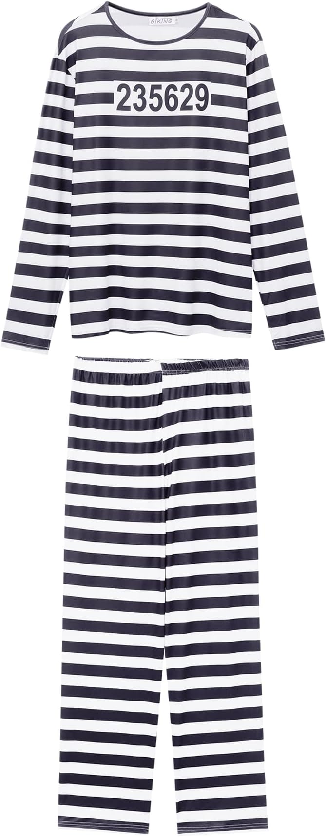 GIKING Hallowen Cosplay Womens Mens Lawless Prisoner Costume with Hat